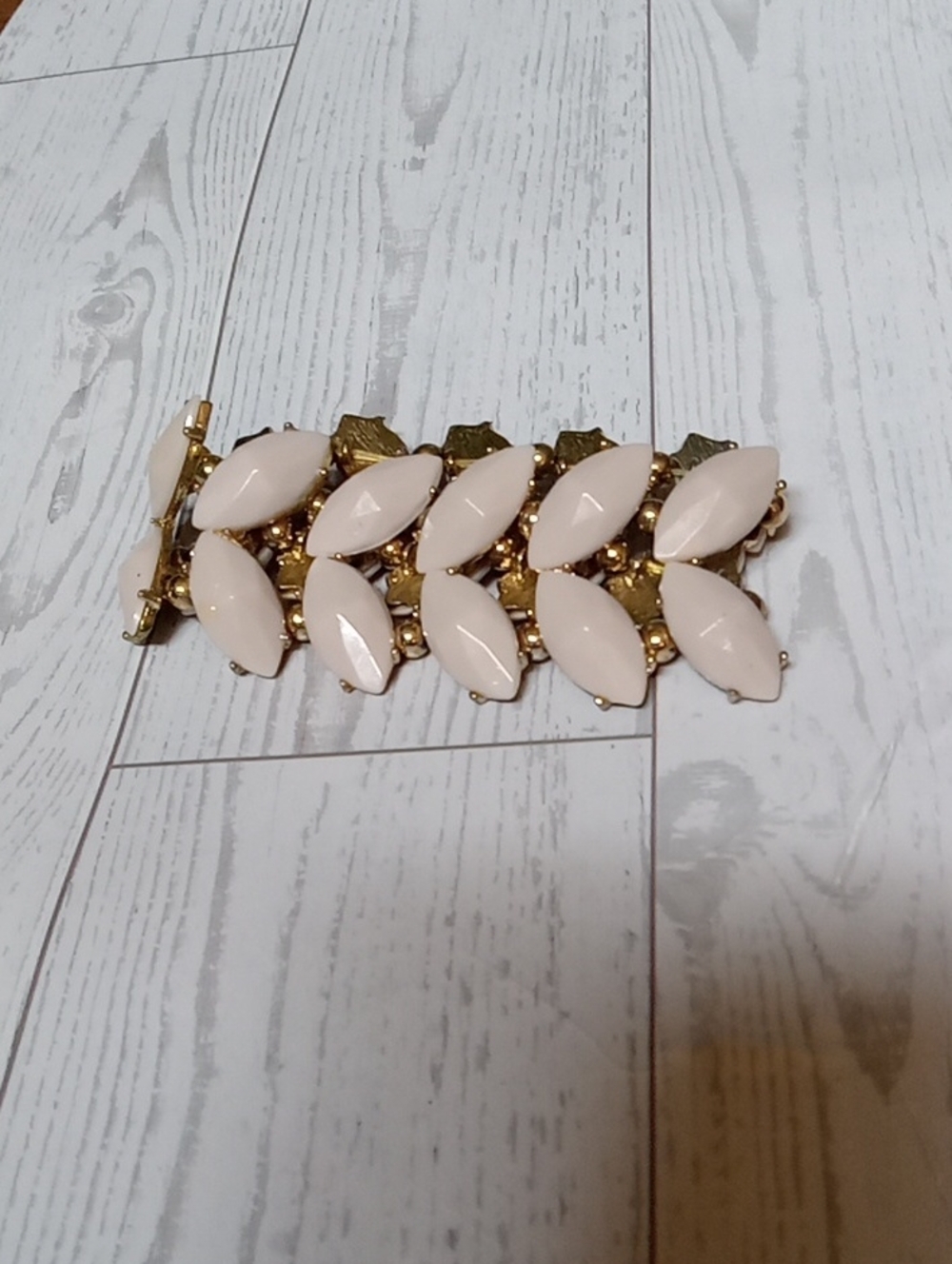 Pale Blush Marquise Shaped Beads Vintage Bracelet